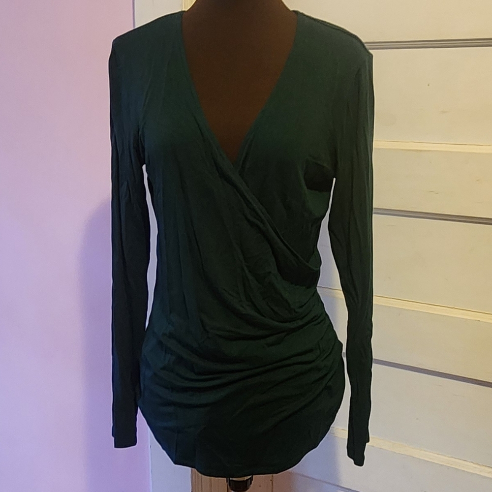 Universal Standard Dark Green Wrap Top